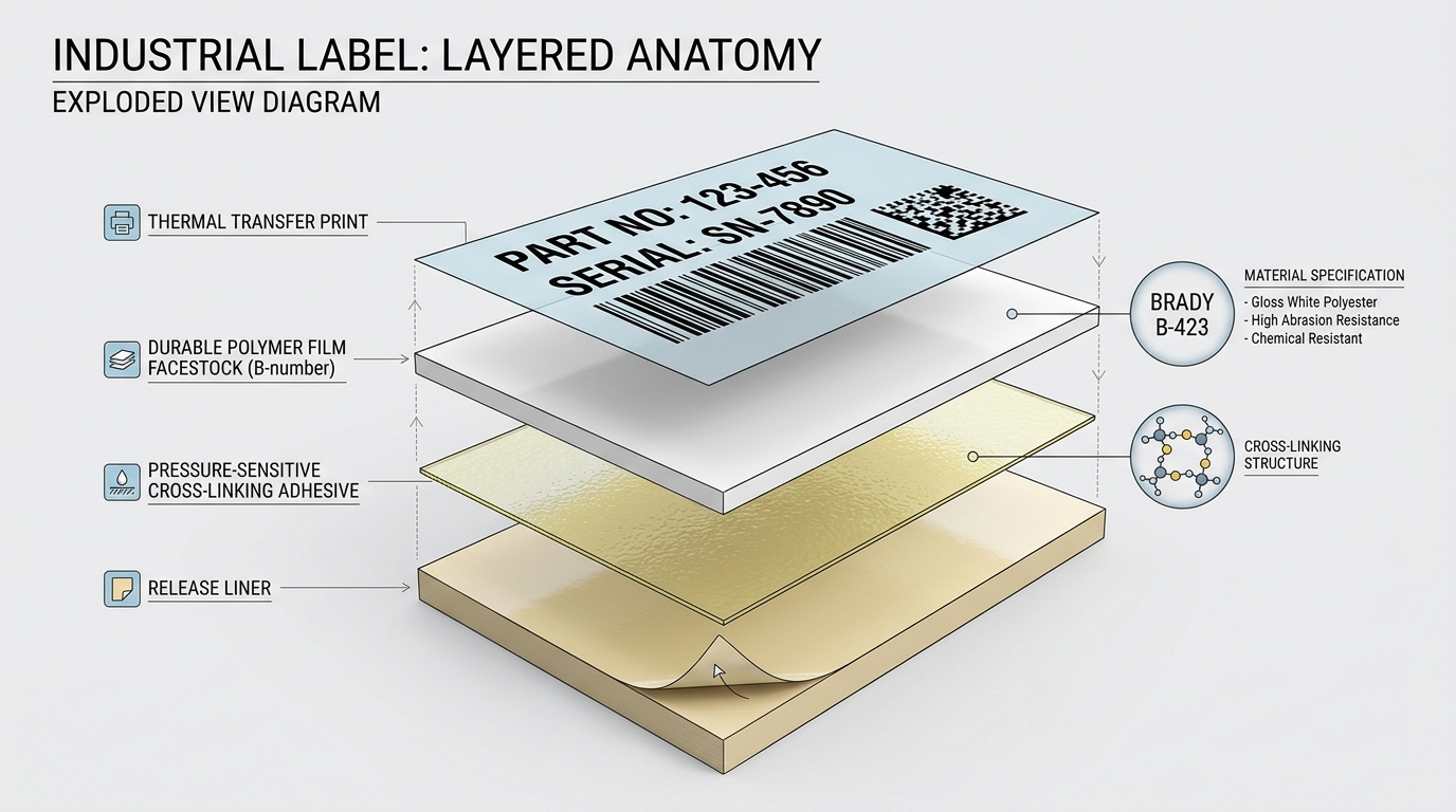 Brady Label Cross-Section Anatomy and Part Number Syntax